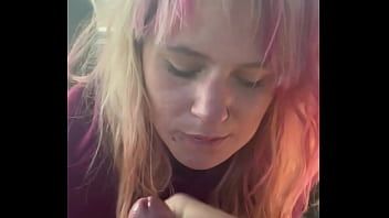 Play Streetwalker deepthroats dick and sucks balls before slurping off all the cum from her client's dick