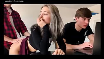 Play Slut girlfriend giving it to her friend, next to her boyfriend.