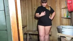 Play BBW in Nylon Pantyhose Solos in Russian Bathhouse