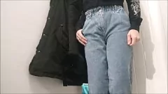 Play Sexy Shopping: POV Fitting Room Try-On in Jeans & Lingerie