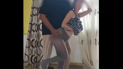 Play Petite Teen Gets Handjob in White Pantyhose