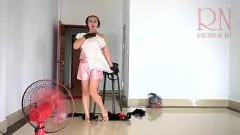 Play Hot milf stripper in sexy lingerie and lace pantyhose at resort