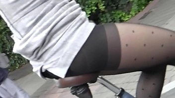 Play YES! Her Butt Really Is Hanging Out!! Very STRANGE SEXY Cycle Chick Shows Off Pantyhose, Butt, and In Between her Legs