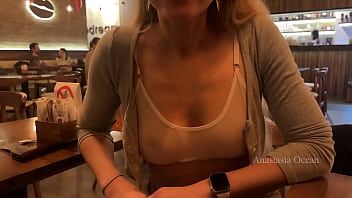 Play First date and I am in transparent top in public cafe full of people. Shows naked niples in the end